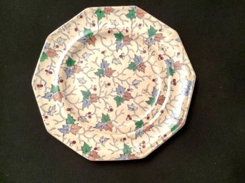 Antique English Pottery Plate With Registration Stamp Leaves And Vines Mid 1800s