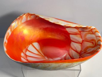 Modern Art Glass Bowl In Orange Creamsicle