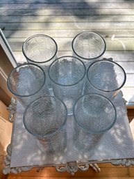 Crackle Glass Tumblers, 7 Of Them, 6 1/2 ' High