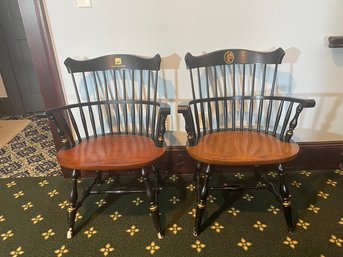 Comb Spindle Back Chairs In Black Paint And Natural Maple