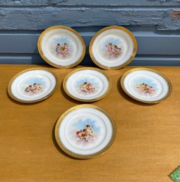 Six Charming Handpainted Plates