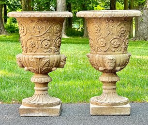 Beautiful Pair Of Cast Stone Urns