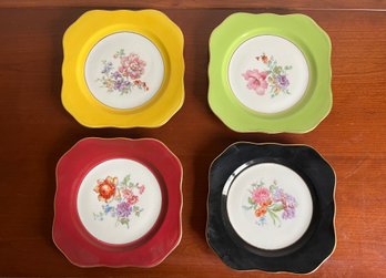 M & R Dessert / Luncheon Plates - Colorful Floral Set