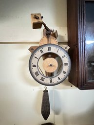 Rare Wooden Clock With Wooden Gear Mechanism - Swiss