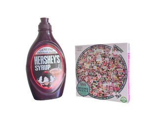 Hershey Syrup Big Plastic Bank  18'' And 500 Piece Women's March Round Puzzle