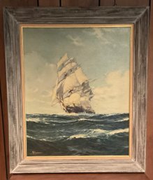 Clipper Ship Signed R. MacGregor, Oil On Board