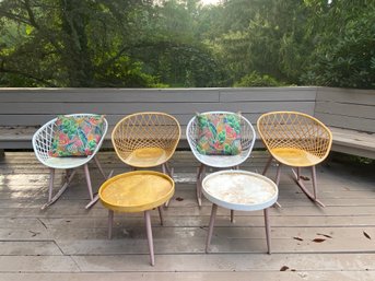 FOUR Modern Outdoor Rockers & Two Side Tables