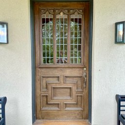 A Vintage Leaded Glass Multi Lite Oak Front Door With Jamb