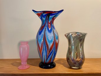 Three Art Glass Vases