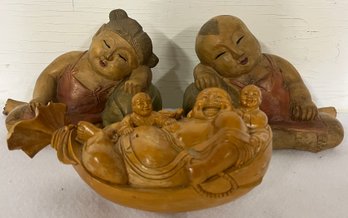 Three Carved Wooden Figures