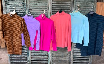 6 Women's Turtlenecks, Size Medium, Moda IntL, Liz Claiborne, Lands End And Skyr