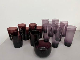 Group Of Deep Purple Colored Glassware