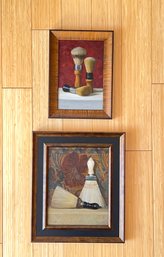Lot Of (2) Dorothy Lorenze Shaving-themed Oil Paintings