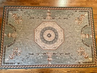 Vintage Wool Needlepoint Carpet  4' X 5' 11'