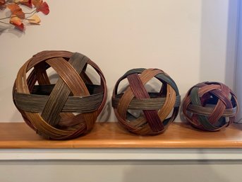 Three Graduated Woven Decorative Balls
