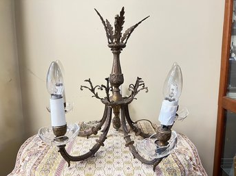 Metal Chandelier With Leaf Top