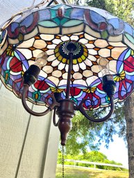 Beautiful Stain Glass Hanging 3 Bulb Chandelier