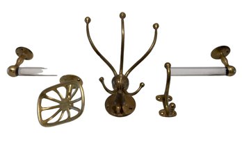 4-piece Antique Brass Bathroom Set