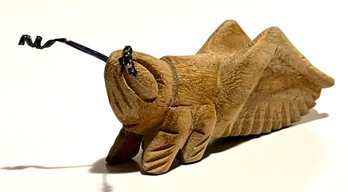 HAND CARVED WOODEN CRICKET OR GRASSHOPPER FIGURINE: 6' (including Antennas), 5' (without Antennas)