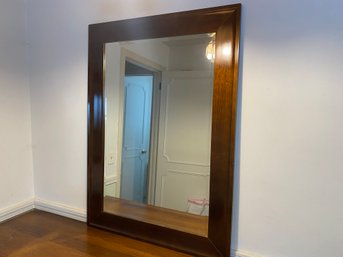 Beveled Mirror With Wood Trim