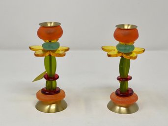 Orna Lalo Handmade Flower Candlesticks - A Pair