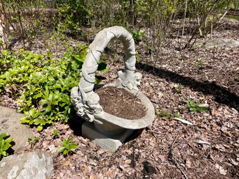 Cherub Detailed Cement Basket Form Outdoor Planter