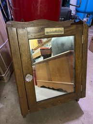 Vintage Oak Medicine Cabinet With Mirror