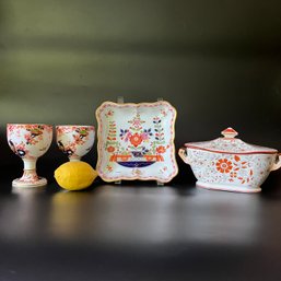 A Collection Of Imari Porcelain - Chali , Gravy Boat, Square Plate