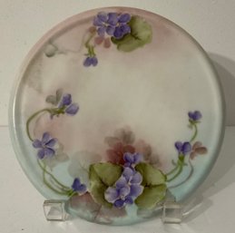 Vintage Violets, Hand Painted Ceramic, Porcelain Trivet.