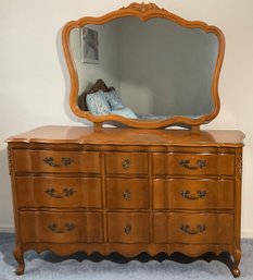 Vintage Lowboy 9 Drawer Dresser & Mirror