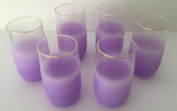 Vintage Retro Violet Glasses Set Of 6