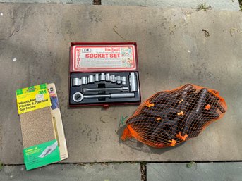 Socket Set Sandpaper And Bag Of Clamps