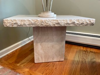 Heavy Travertine Stone Side Table