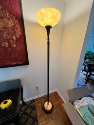 Alabaster Torchiere Floor Lamp With Double Light