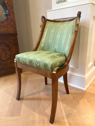 Beautiful Sweet & Petite Silk Damask Swan Chair