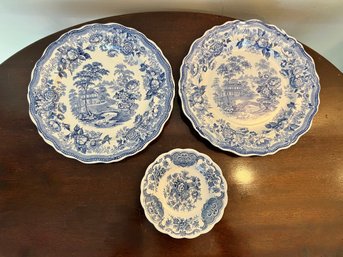 Ridgway Windsor Plate, Royal Cottage, And Barker & Son, 'Royal Cottage' Blue And White Plates