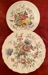 Vintage English Romantic Floral Lot Plates - Windsor Ware Garden Bouquet & Sheraton By Johnson Brothers