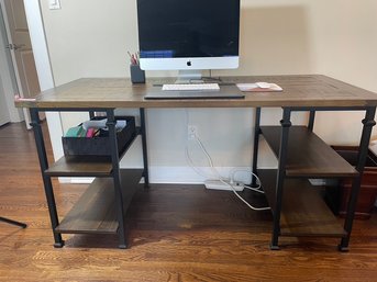 Open Structure Saw Cut Finish Four Shelf Desk