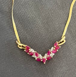 14K Ruby And Diamond Necklace