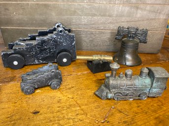 Toy Cannon Parts, Liberty Bell And Train Pencil Sherpener