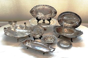 Group Of Silver Plated Serving Pieces - 9 Pieces