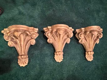 3 Gold Painted Wall Sconces