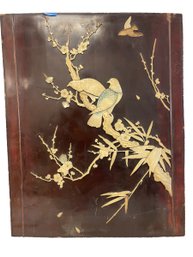 Antique Chinese Panel With Carved Birds In Tree -  From Old Cabinet 24' X 30'