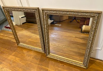 Pair Gray And Gold Wall Mirrors