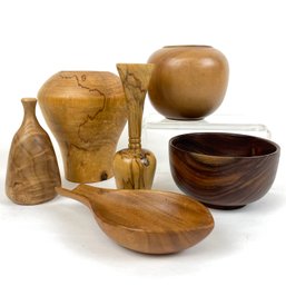 Lot Of Woodenware Modern Vases Treenware