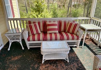 Four Piece White Wicker Furniture Group