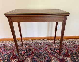 Flame Mahogany Flip Top Game Table With Inlaid Metal Detailing