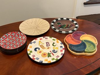 Grouping Of Colorful Plates And Trays