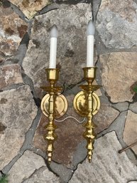 Pair Brass Sconces