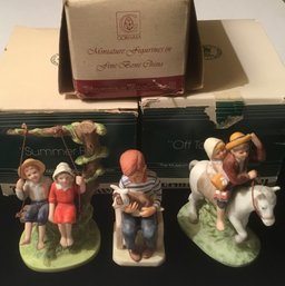 Trio Of Porcelain Norman Rockwell Figurines, Original Boxes